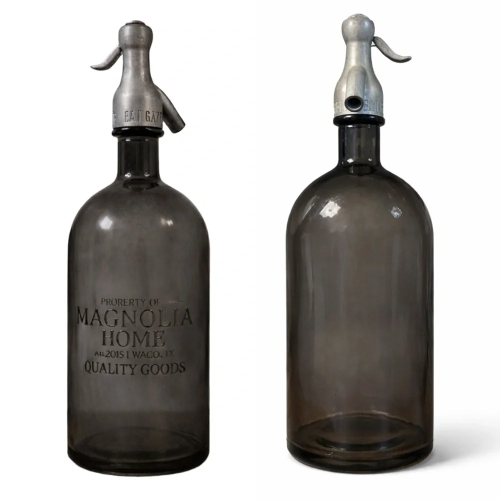 Magnolia‎ Home Smoked Gray Glass Seltzer Siphon Bottle Joanna Gaines